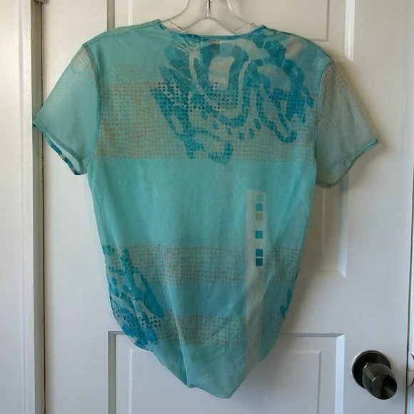 Calvin Klein Patterned Sheer Mesh Top - Picture 5 of 6